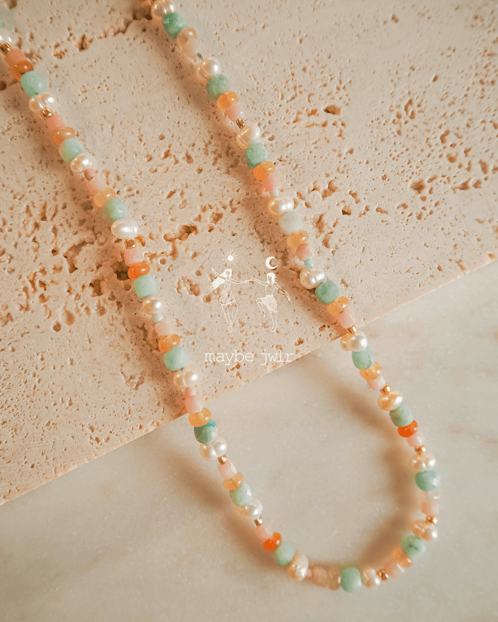 Naszyjnik pastelowy z kamieni naturalnych