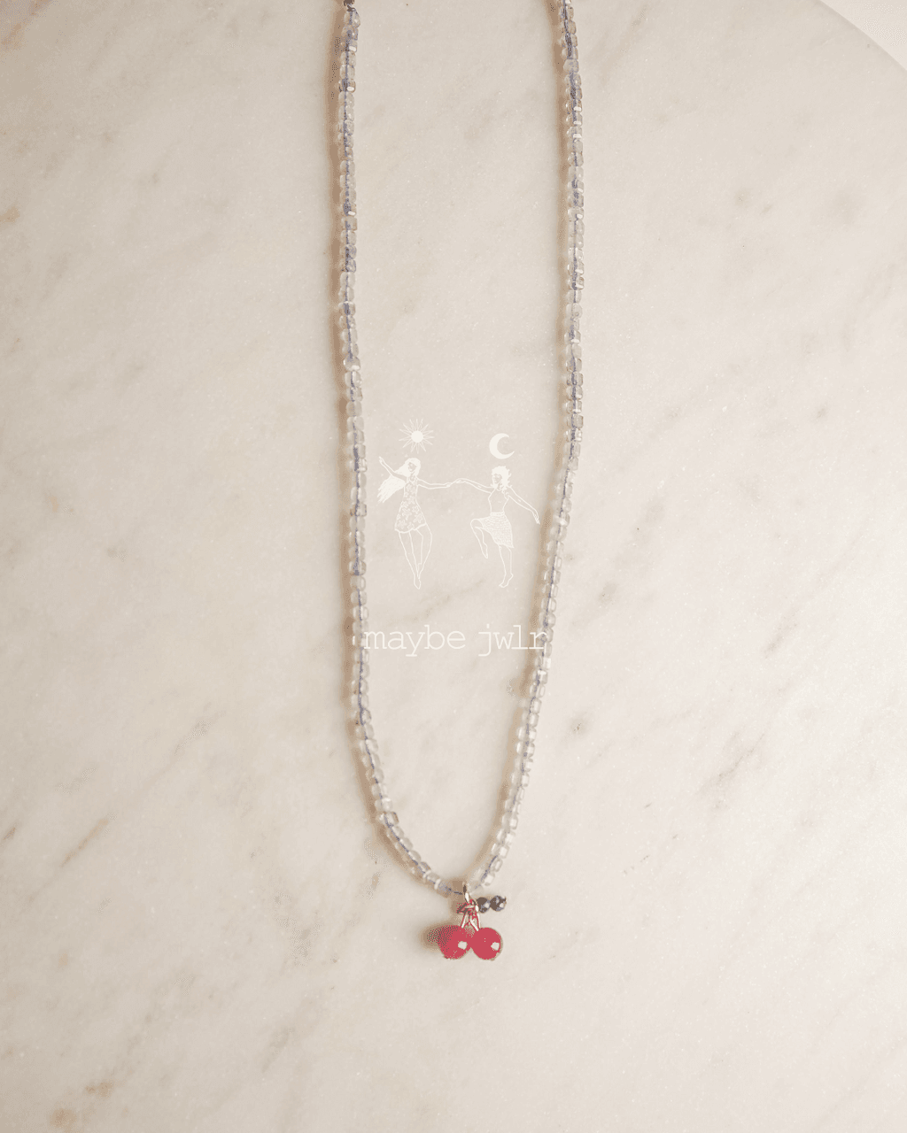 Naszyjnik z magicznego labradorytu z wisienką