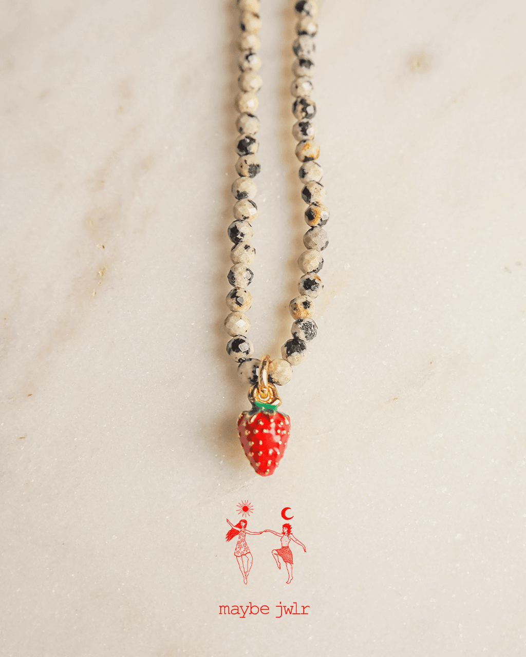 Naszyjnik z jaspisu dalmatyńskiego z poziomką