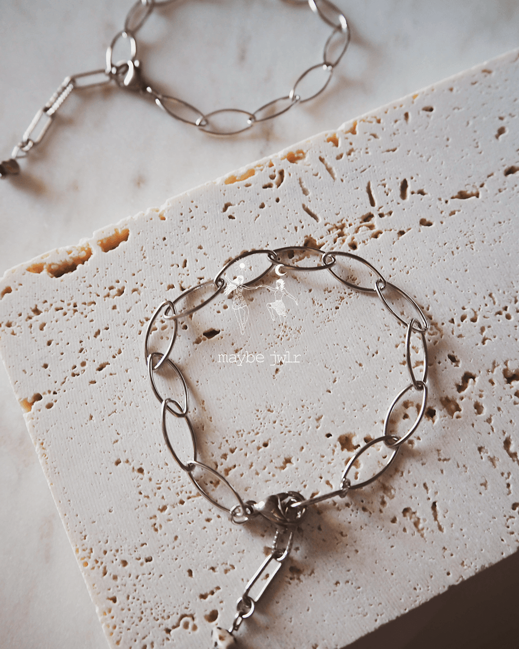 Bransoletka srebrny łańcuch duże oczka