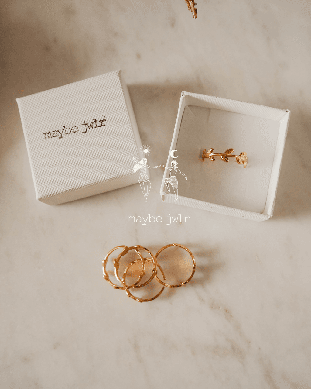 Pierścionek regulowany listki