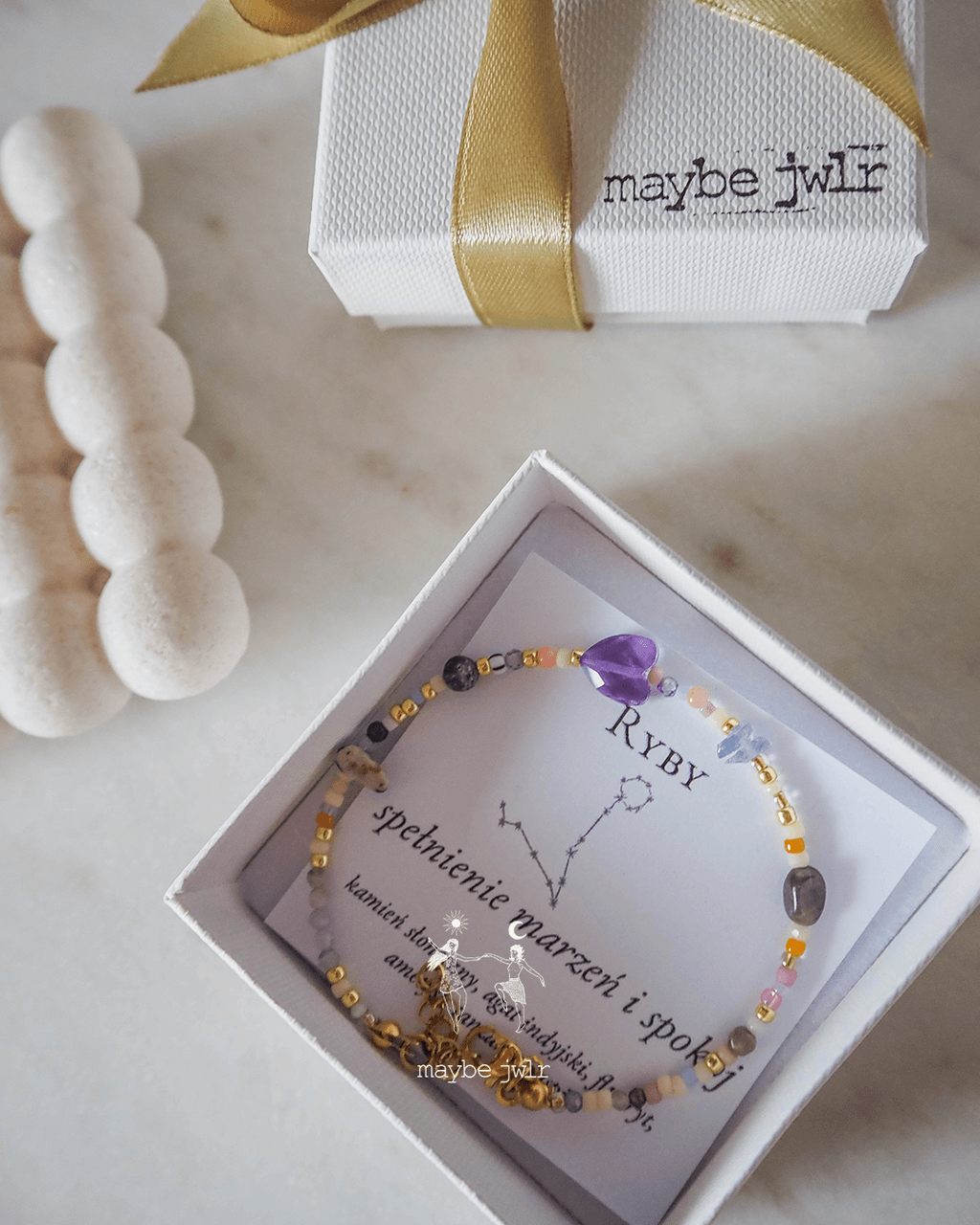 Bransoletka Zodiakalna z Naturalnych Kamieni Ryby