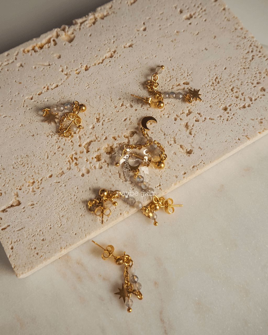 Kolczyki pozłacane Star & Moon