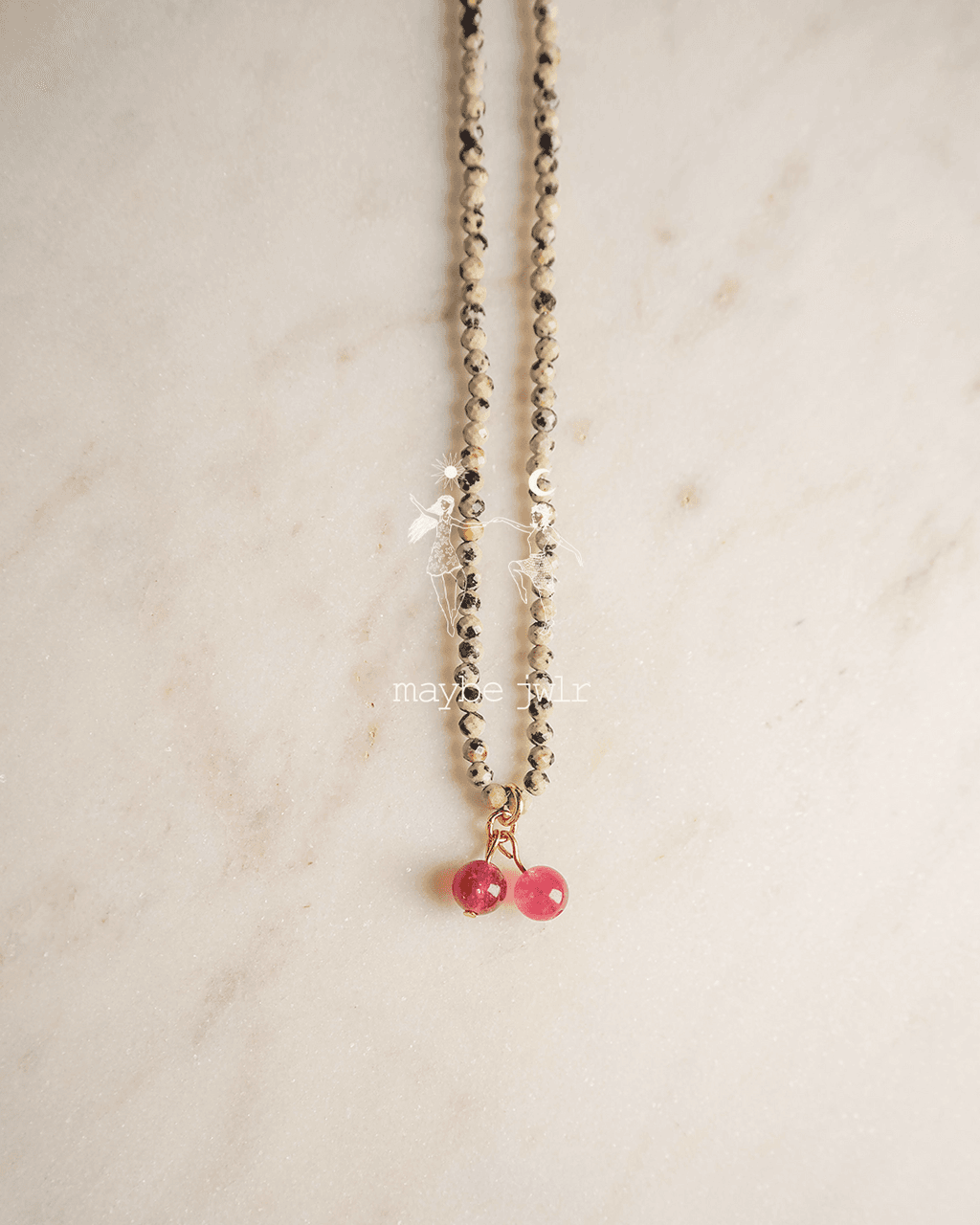 Naszyjnik z jaspisu dalmatyńskiego z wisienką