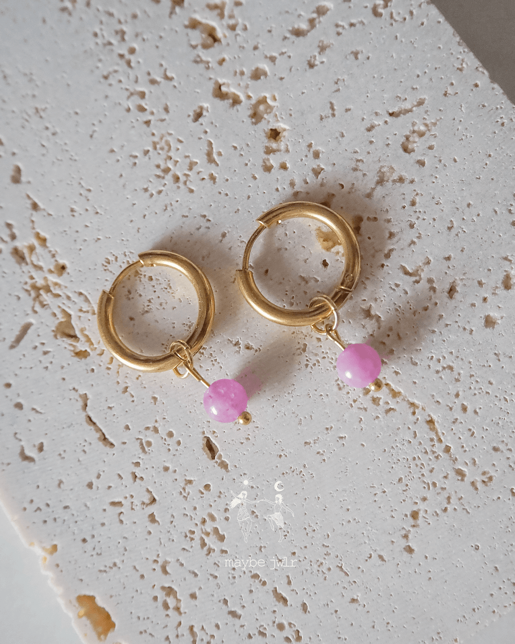 Kolczyki 2w1 z zawieszką z kamienia naturalnego jadeit