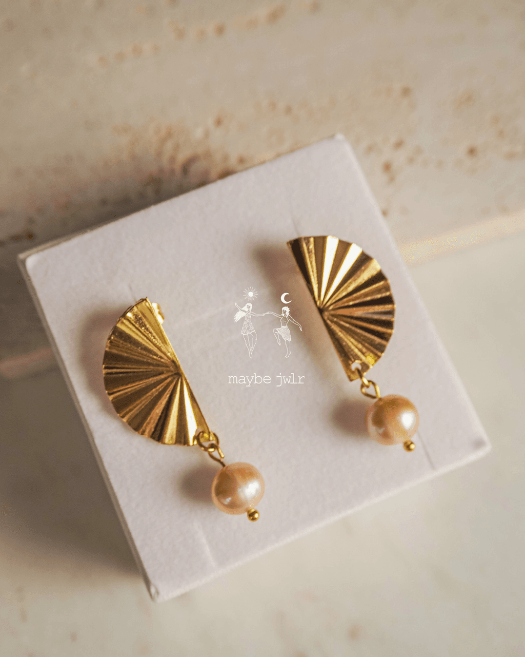Kolczyki pozłacana tafla z perłą