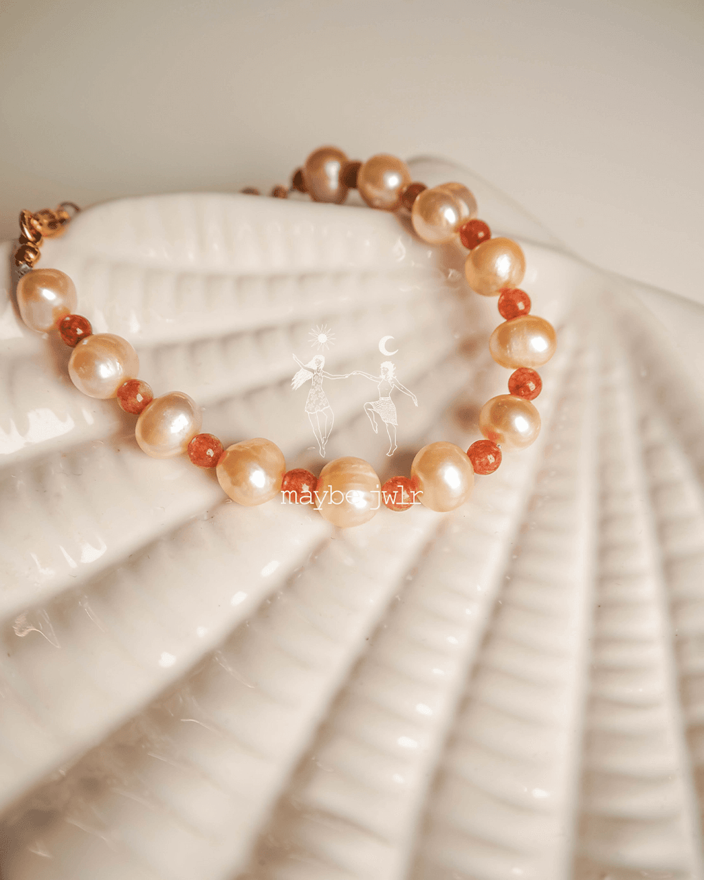 Bransoletka z różowej perły i jadeitu