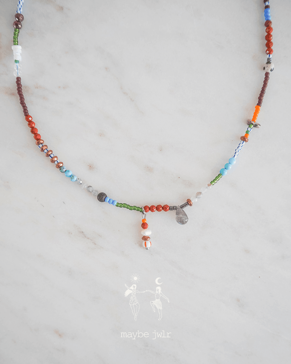 Kolorowy naszyjnik z kamieni naturalnych boho