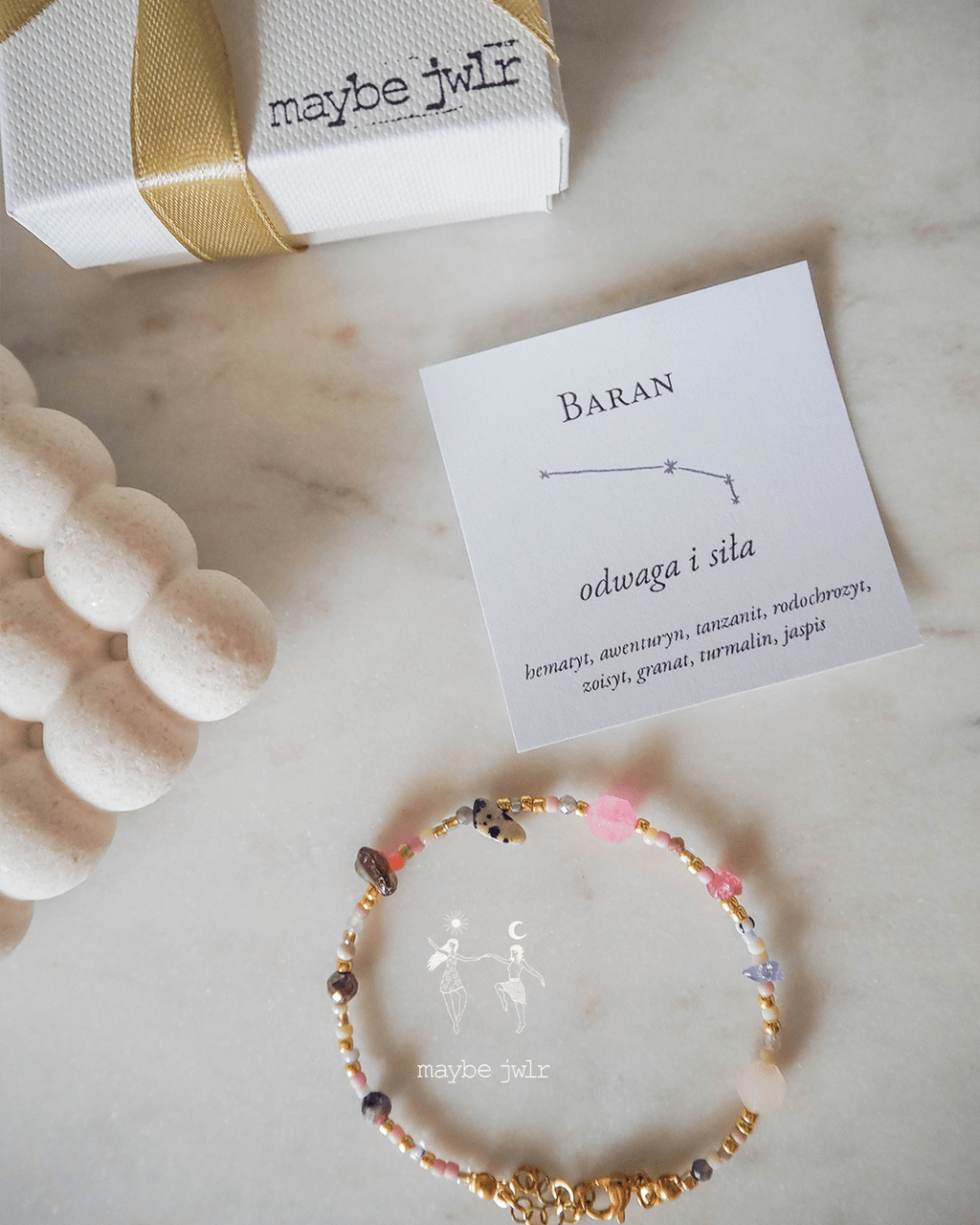 Bransoletka Zodiakalna z Naturalnych Kamieni Baran