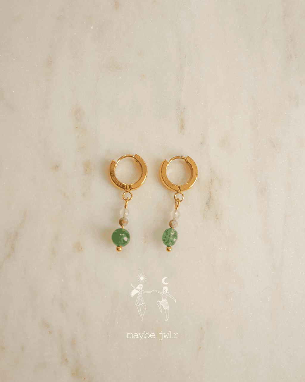 Kolczyki złote z zawieszkami z kamieni