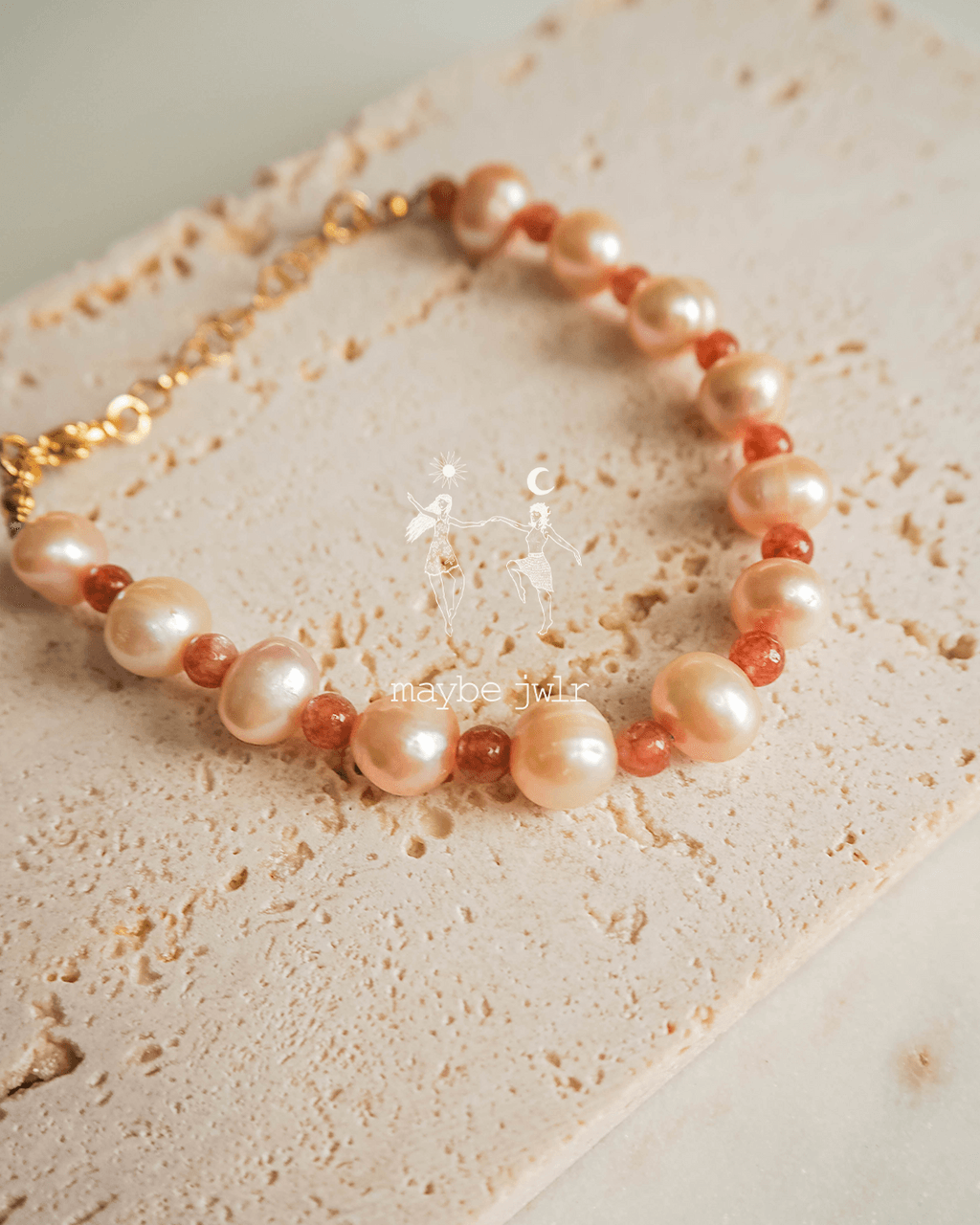 Bransoletka z różowej perły i jadeitu