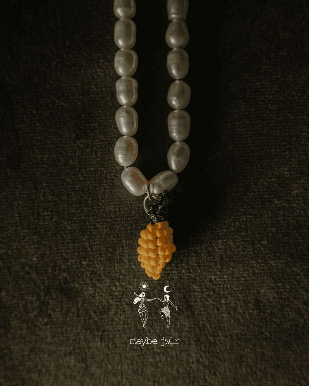 Naszyjnik z pereł naturalnych z cytrynką