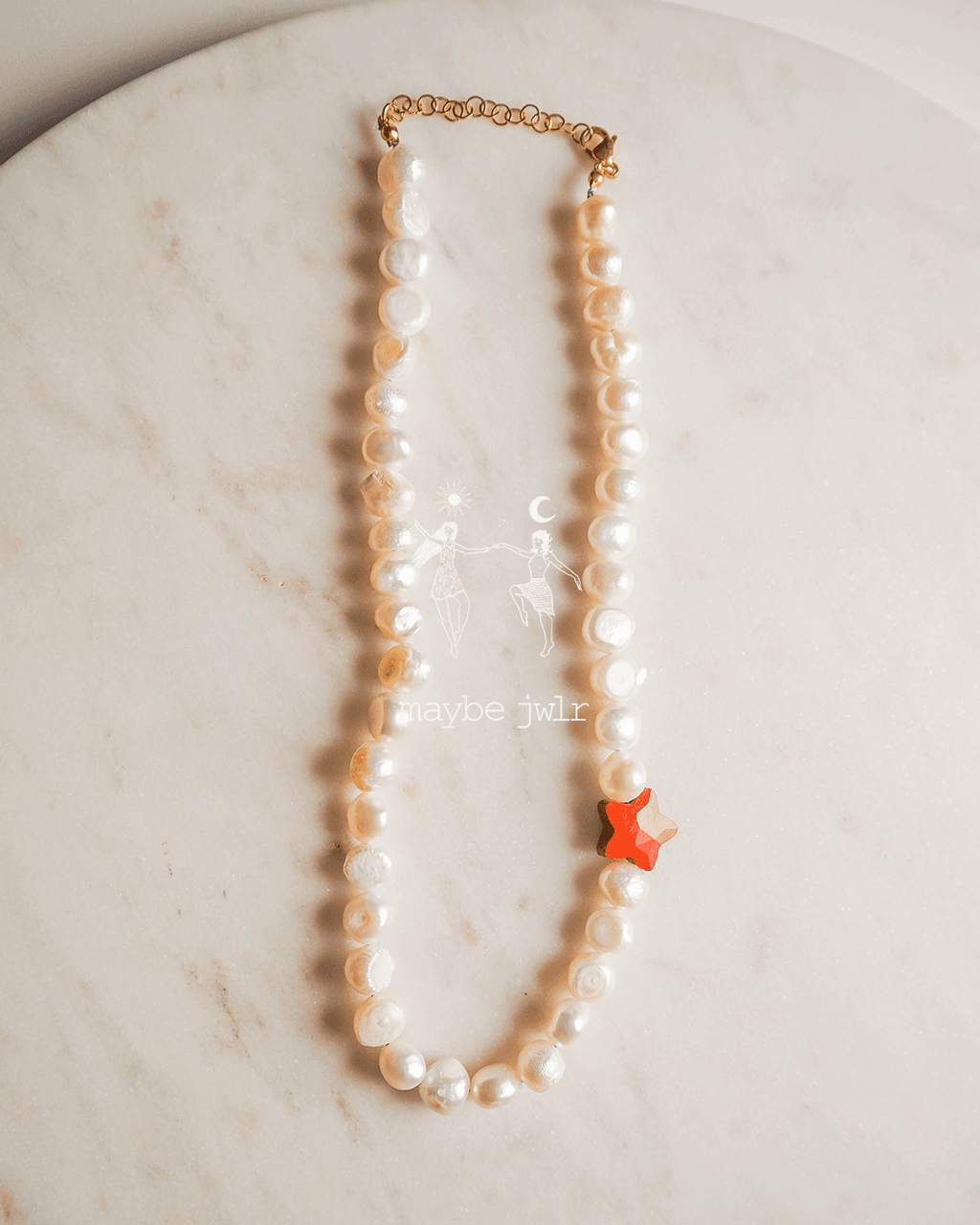 Naszyjnik z pereł naturalnych z gwiazdką z jaspisu