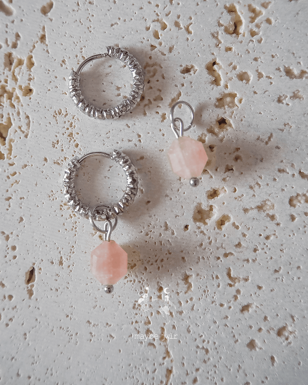 Kolczyki 2w1 z zawieszką srebrne kwarc