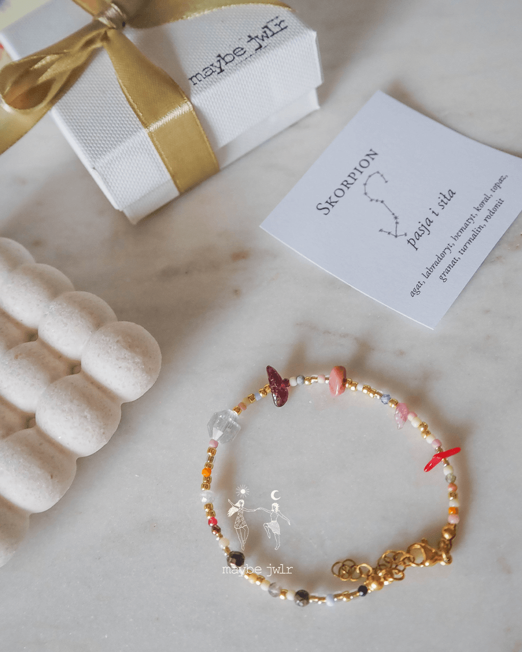Bransoletka Zodiakalna z Naturalnych Kamieni Skorpion