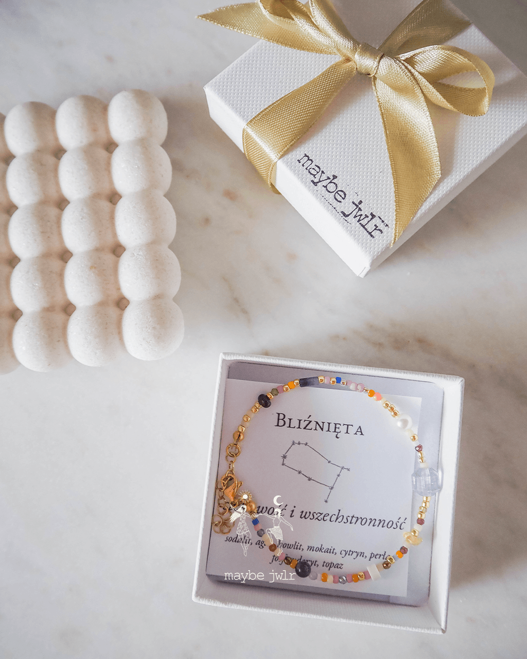 Bransoletka Zodiakalna z Naturalnych Kamieni Bliźnięta