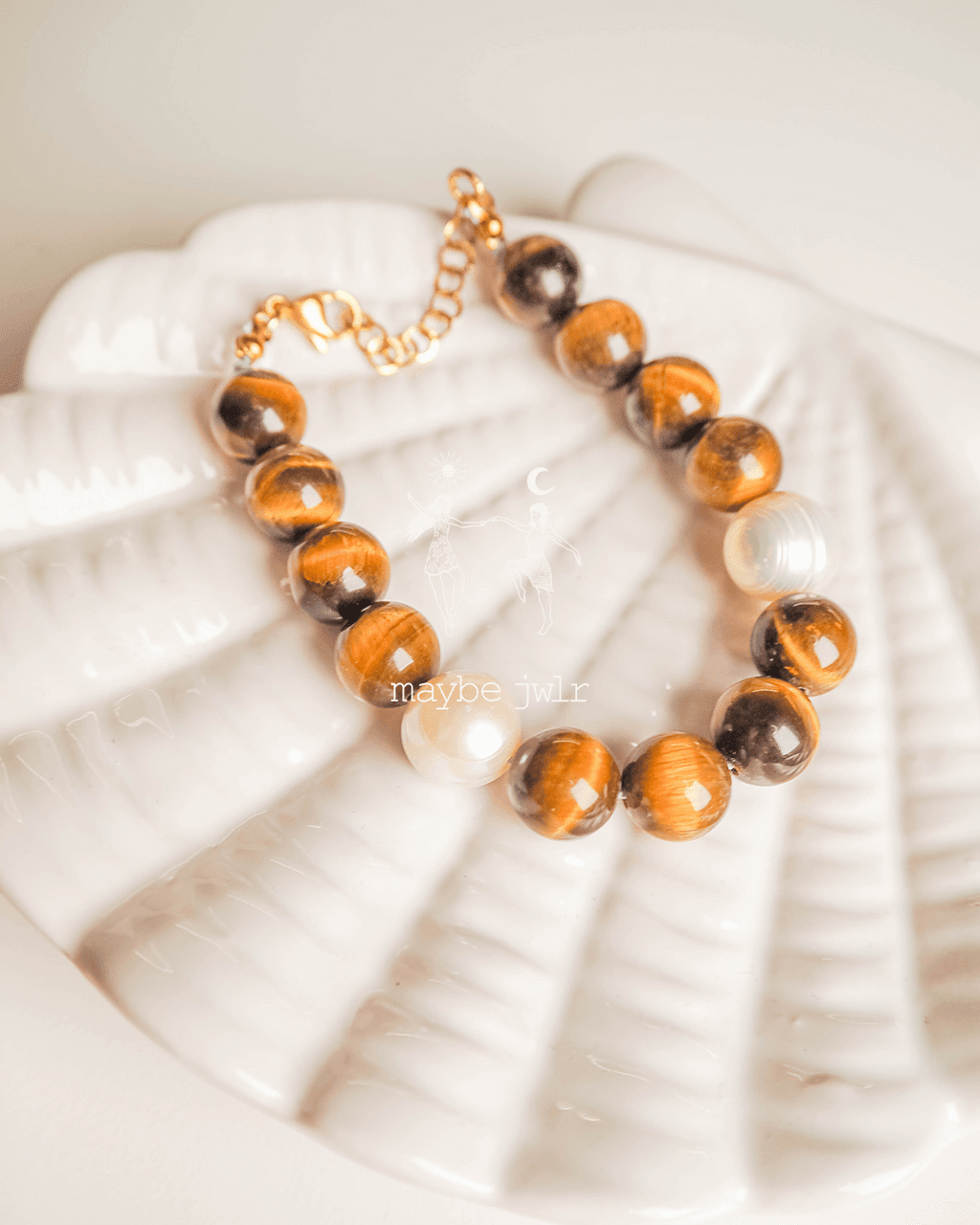 Bransoletka z Tygrysiego Oka oraz pereł barokowych