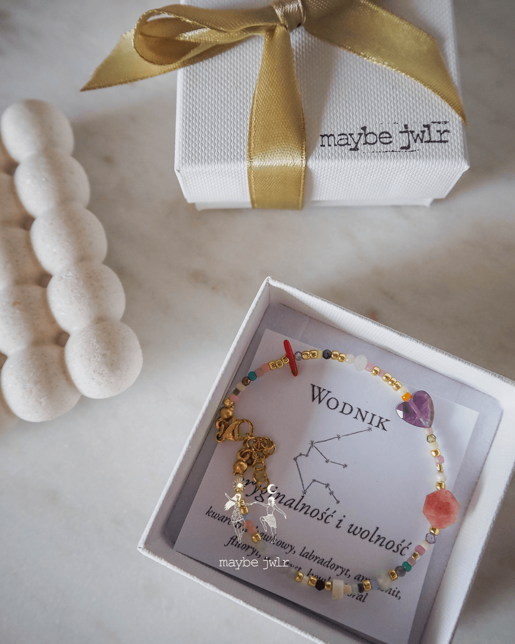 Bransoletka Zodiakalna z Naturalnych Kamieni Wodnik