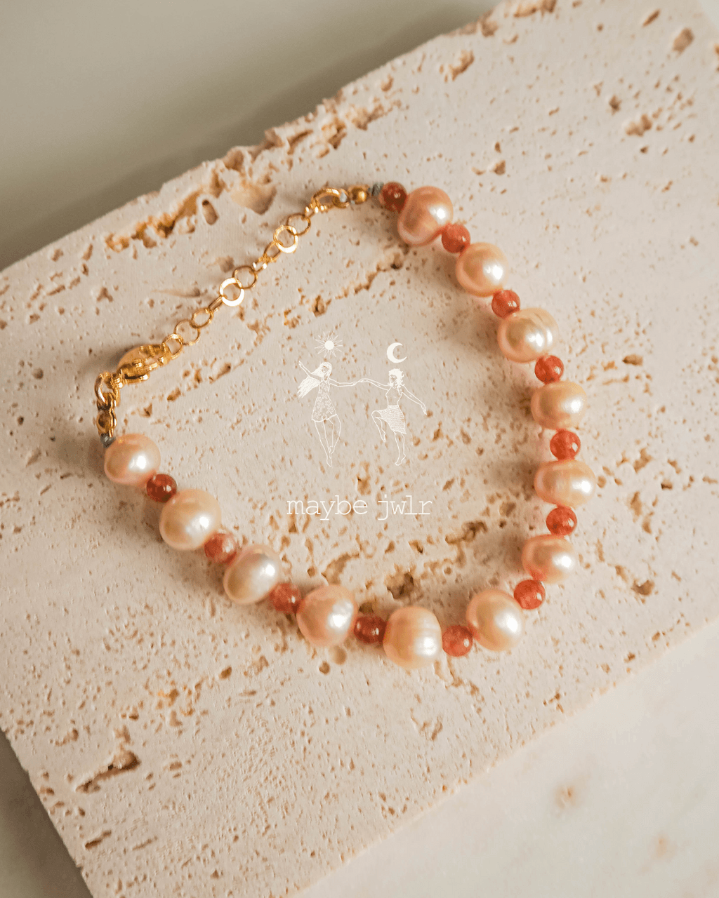 Bransoletka z różowej perły i jadeitu