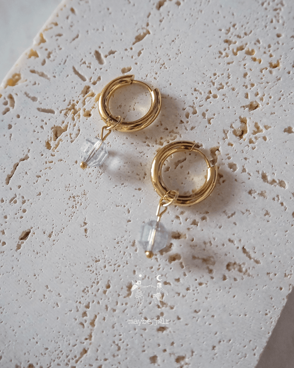 Kolczyki 2w1 z zawieszką z kamienia naturalnego topaz 