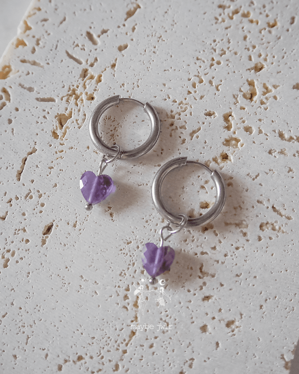 Kolczyki 2w1 srebrne ametyst