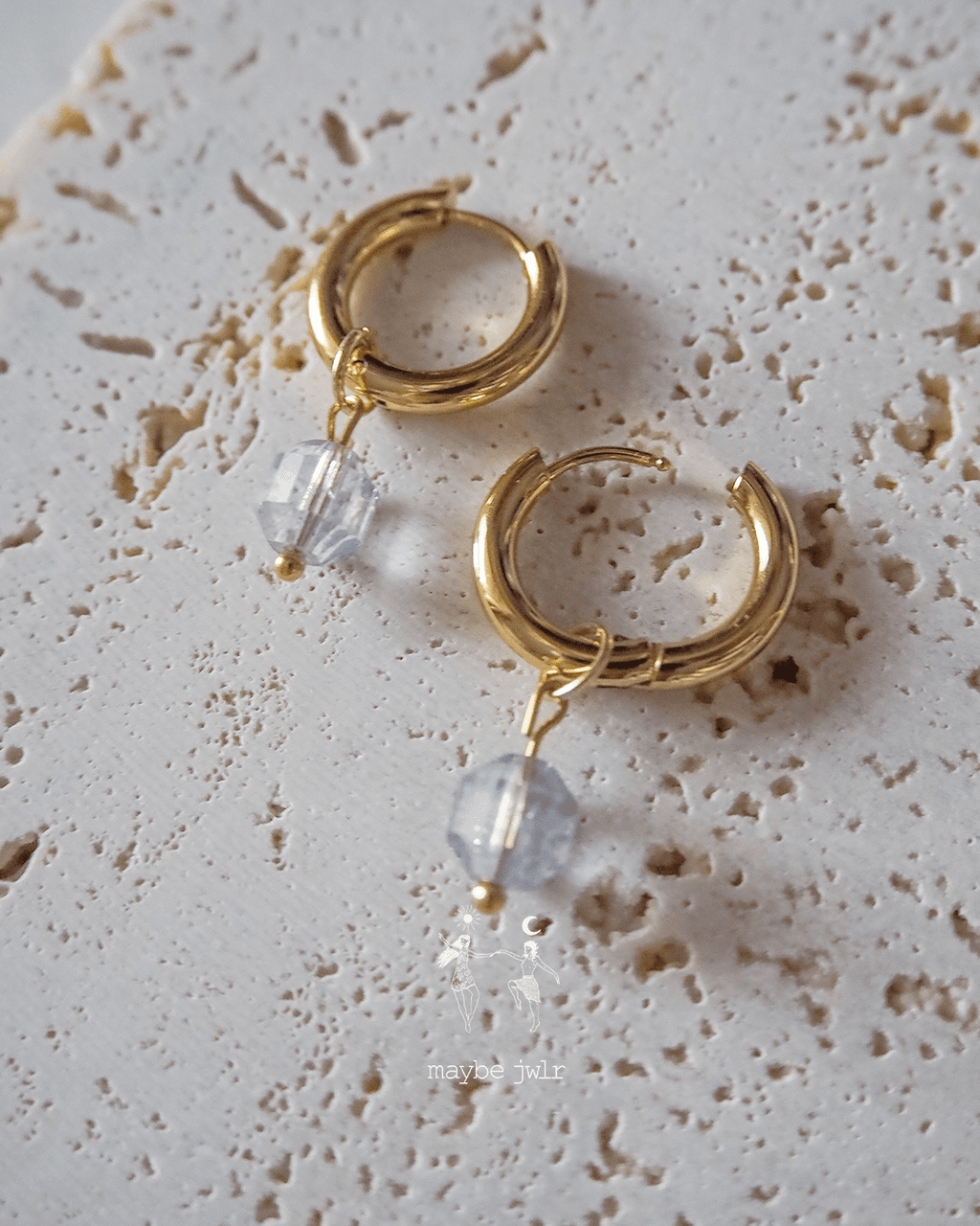 Kolczyki 2w1 z zawieszką z kamienia naturalnego topaz 