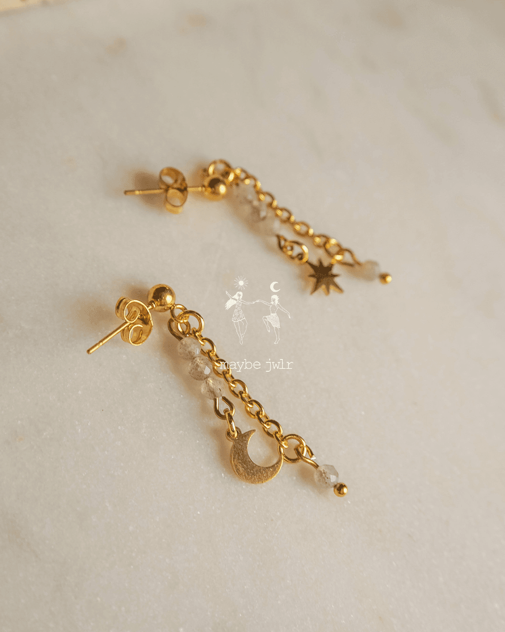Kolczyki pozłacane Star & Moon