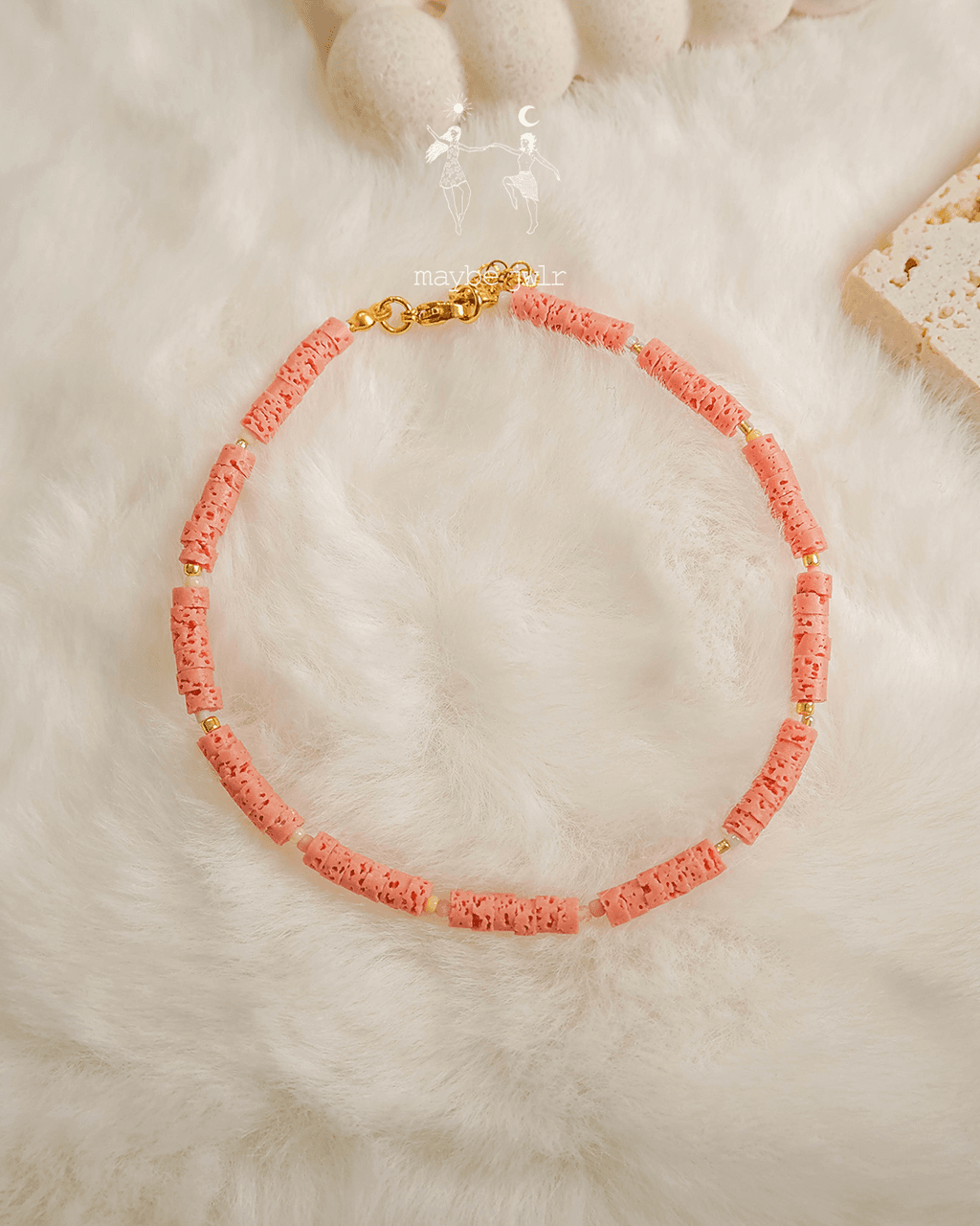 Bransoletka na nogę na kostkę z lawy wulkanicznej 