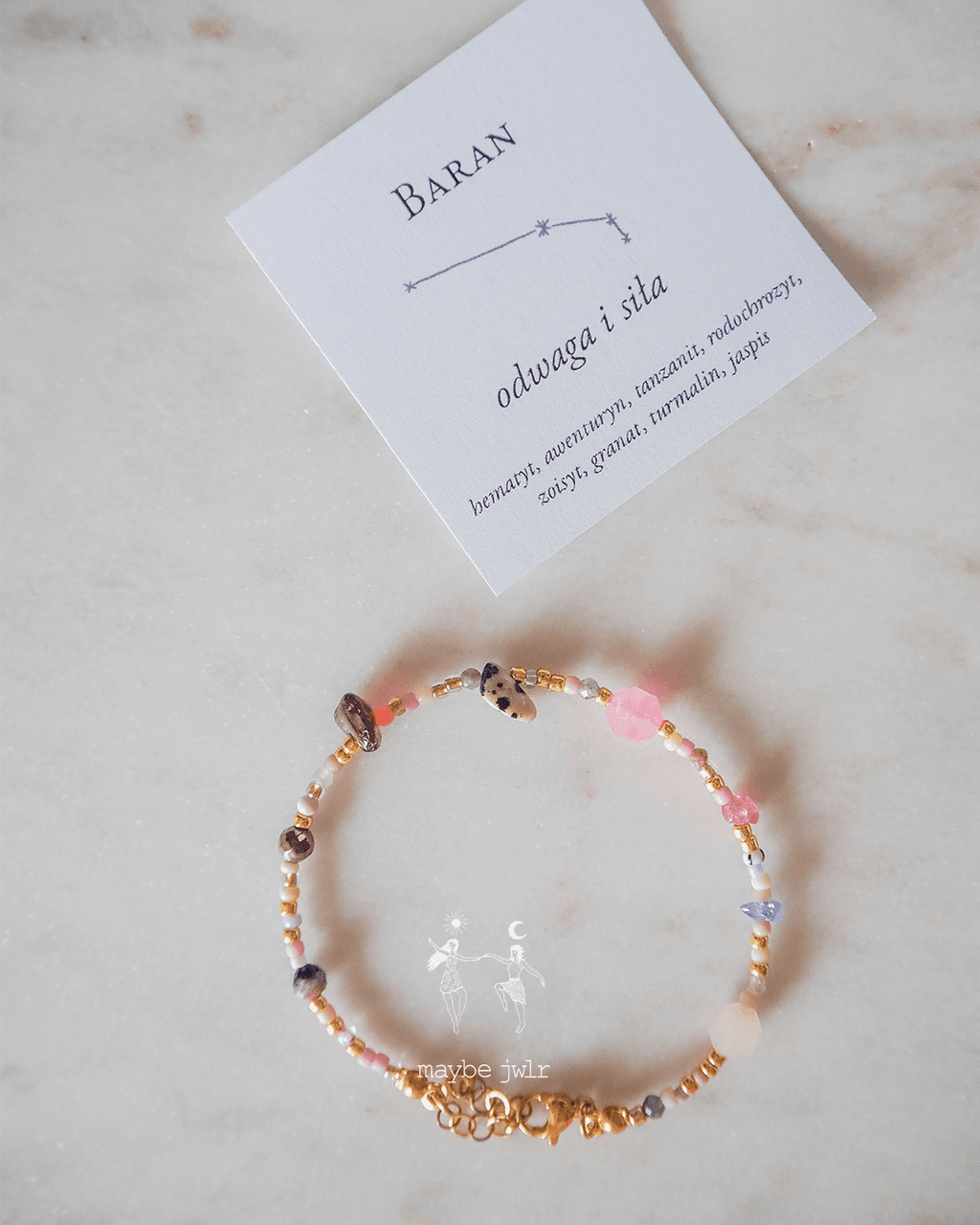 Bransoletka Zodiakalna z Naturalnych Kamieni Baran