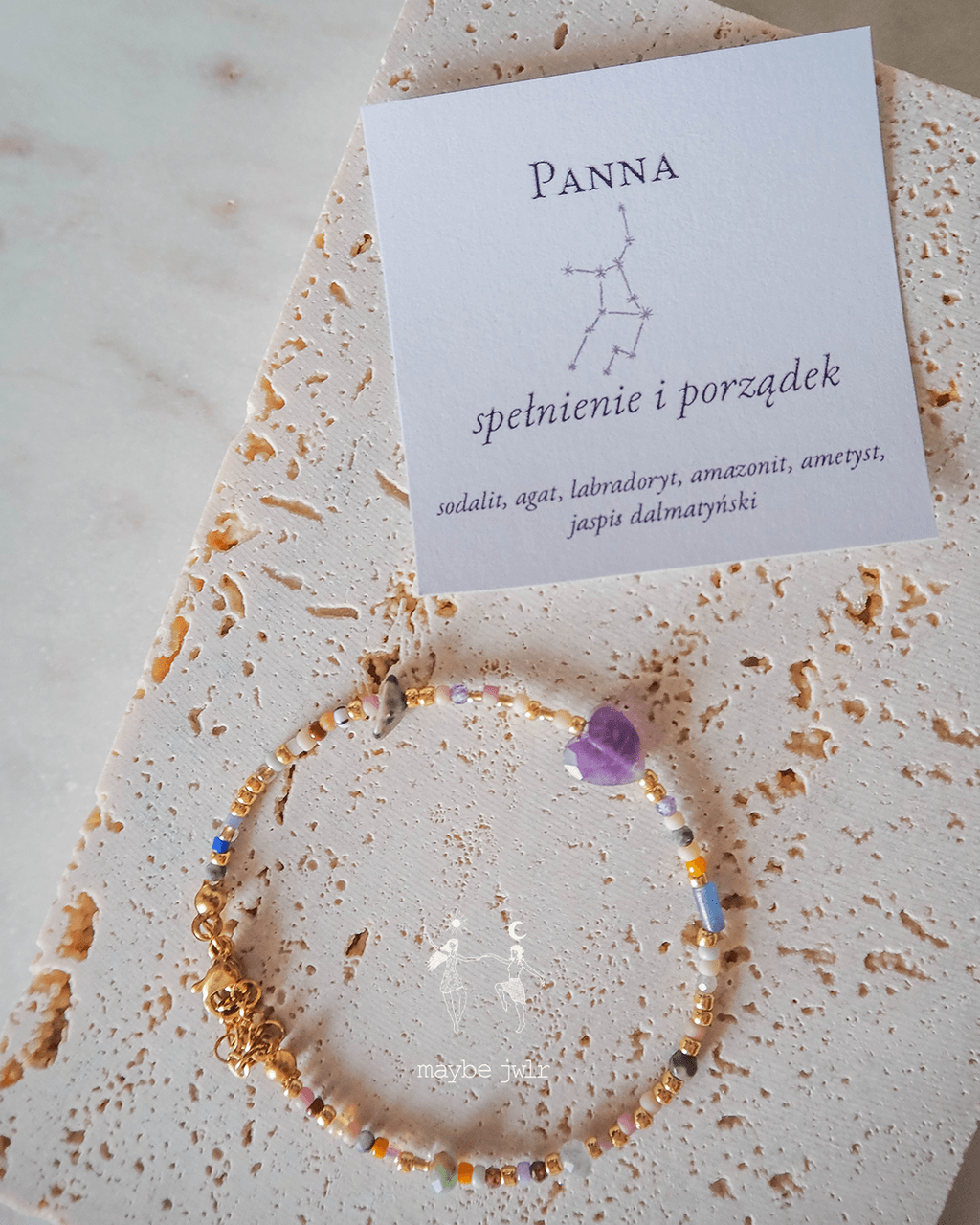 Bransoletka Zodiakalna z Naturalnych Kamieni Panna