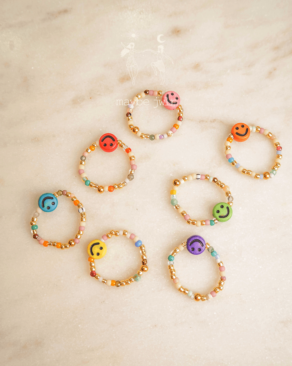 Pierścionek elastyczny Mix&Match różowy uśmiech