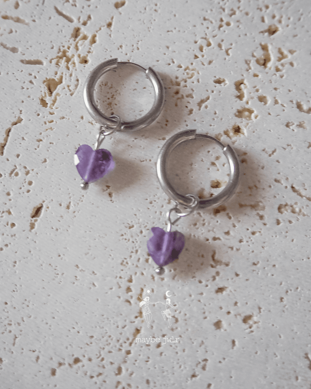 Kolczyki 2w1 srebrne ametyst