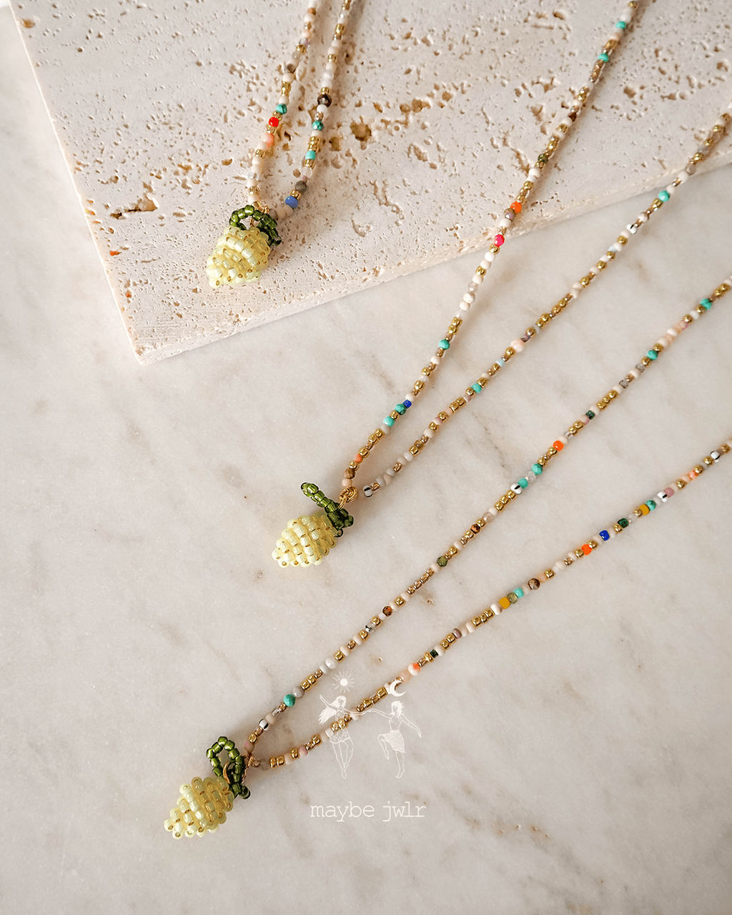 Mix&Match elegancki łańcuszek z koralików z cytrynką