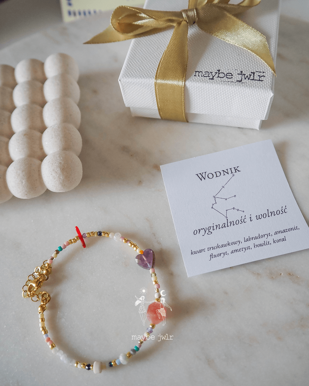 Bransoletka Zodiakalna z Naturalnych Kamieni Wodnik