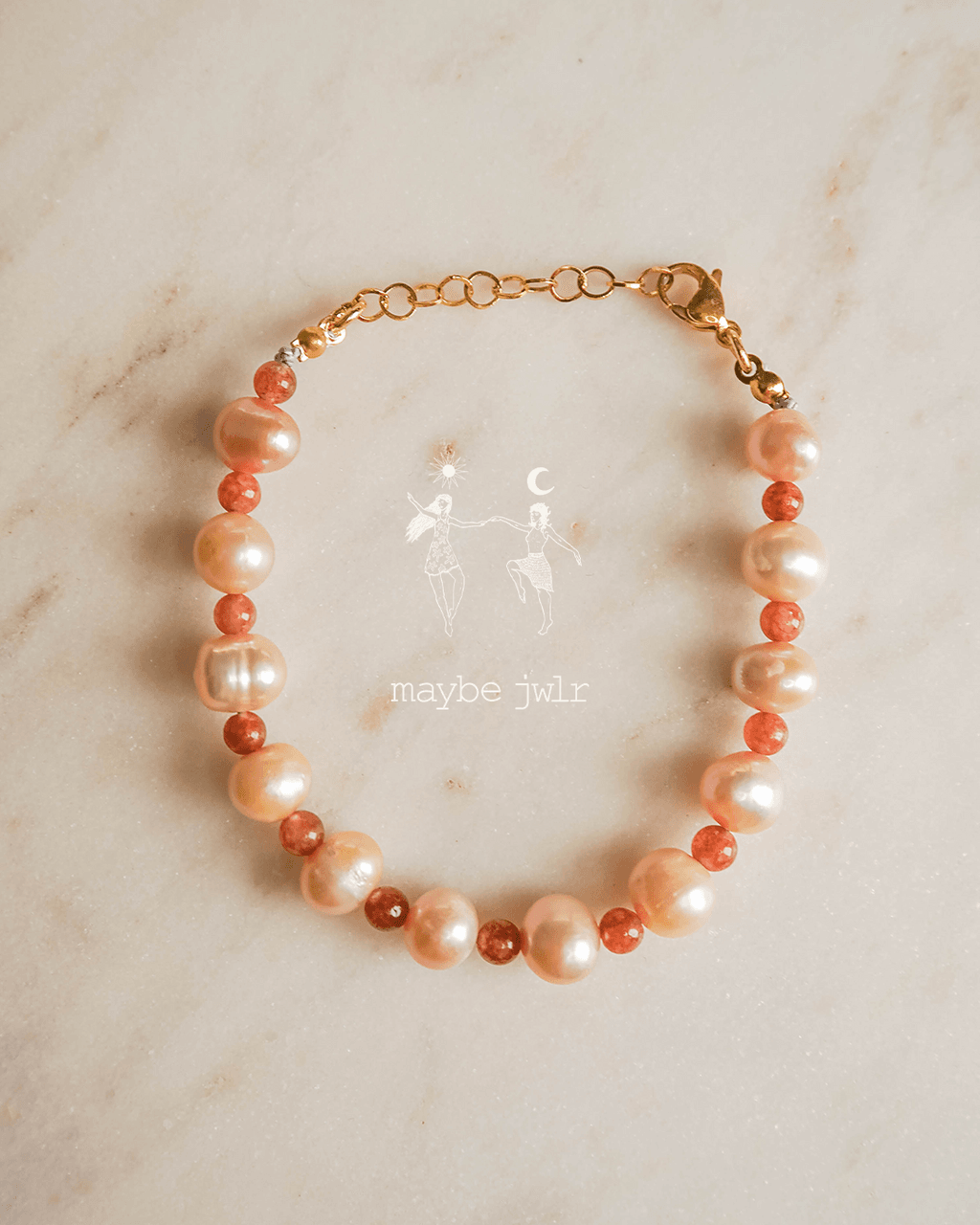 Bransoletka z różowej perły i jadeitu