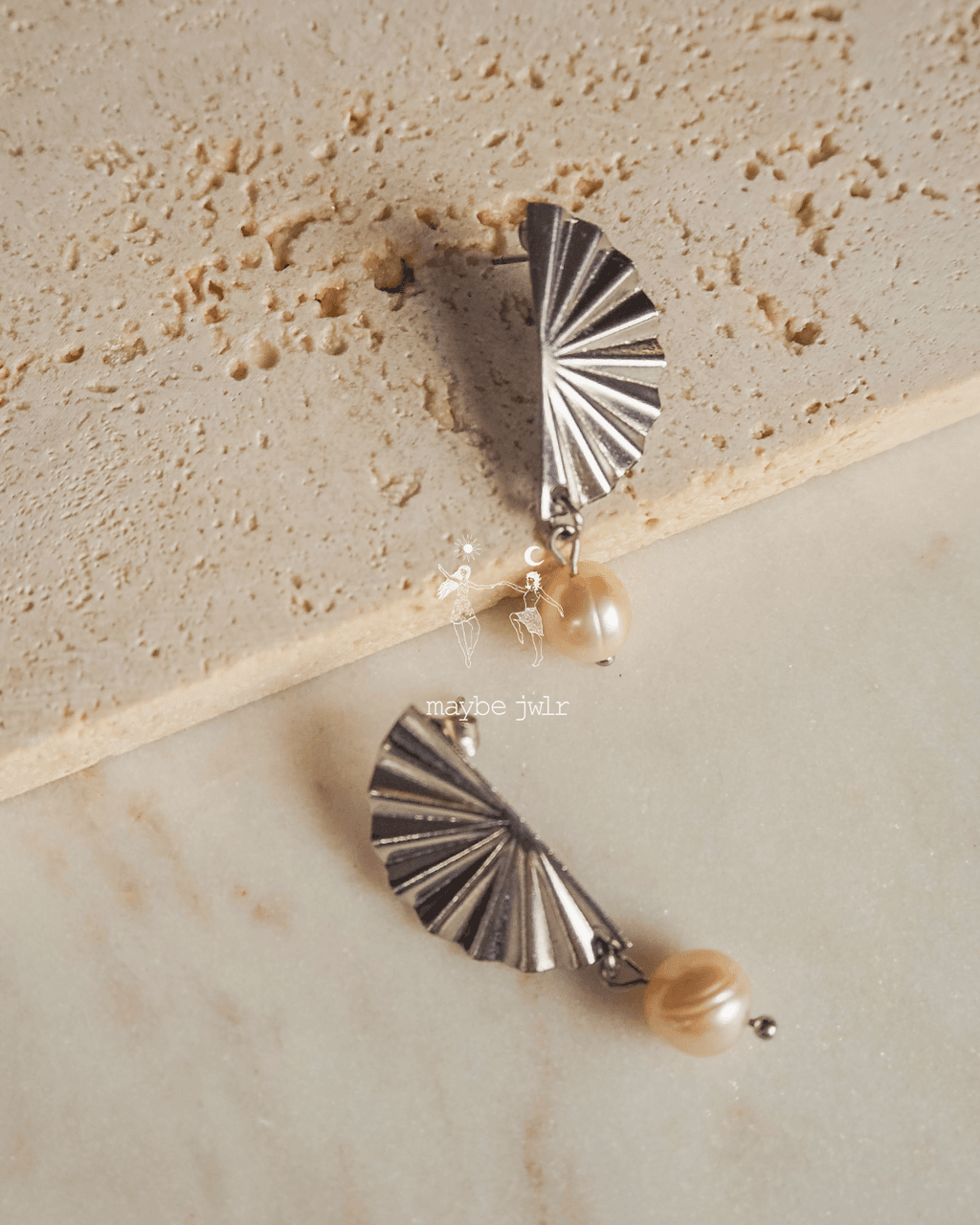 Kolczyki srebrna tafla z perłą