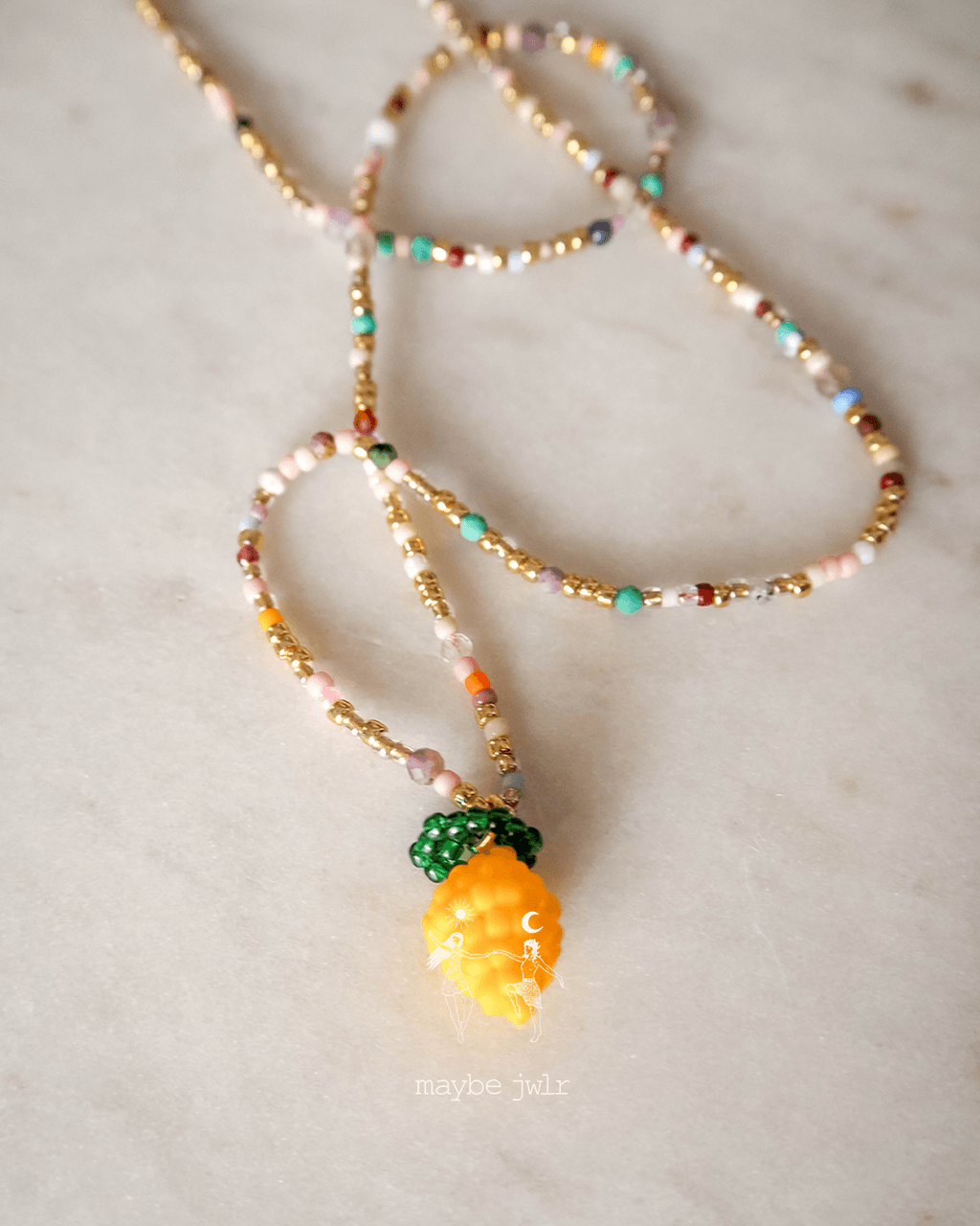 Mix&Match elegancki łańcuszek z koralików z cytrynką