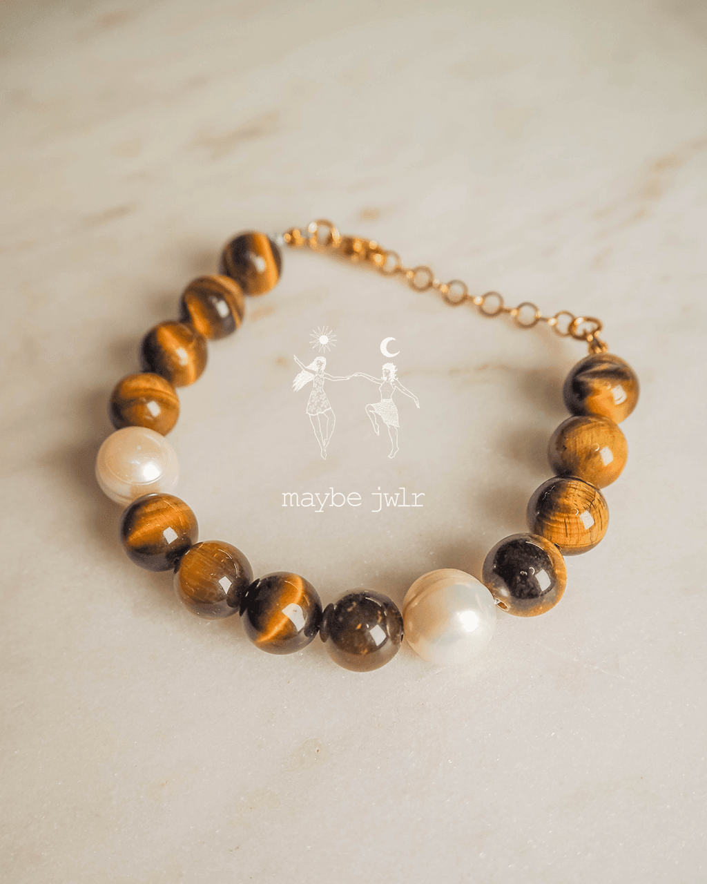 Bransoletka z Tygrysiego Oka oraz pereł barokowych