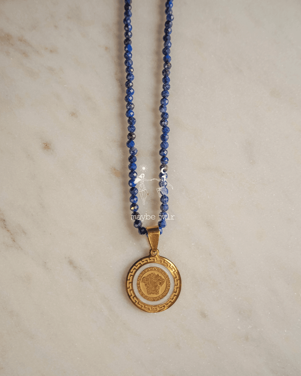 Naszyjnik z lapis lazuli z meduzą 2w1