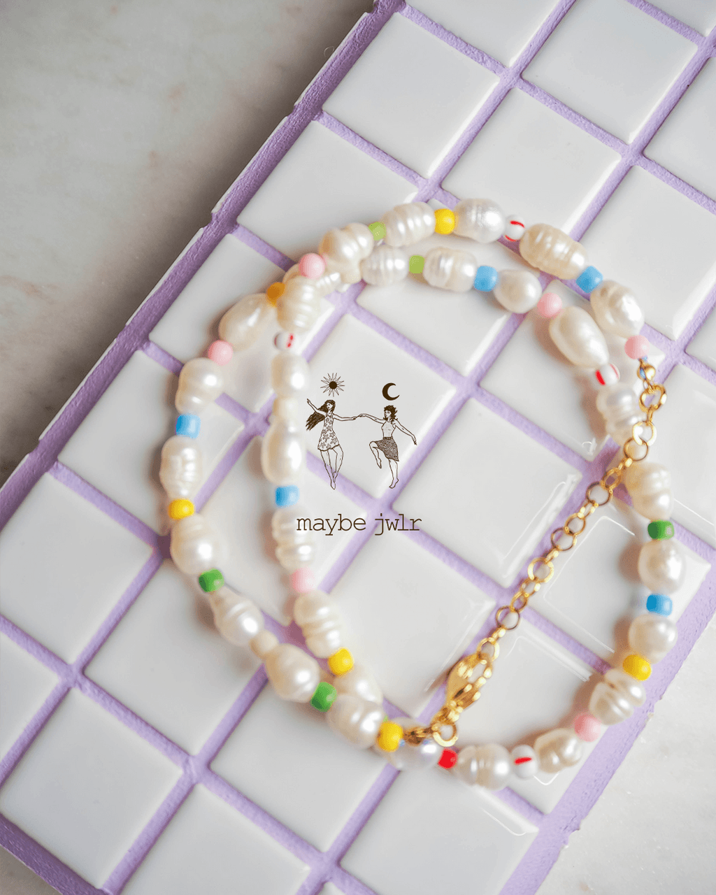 Nieregularny naszyjnik z pereł z koralikami