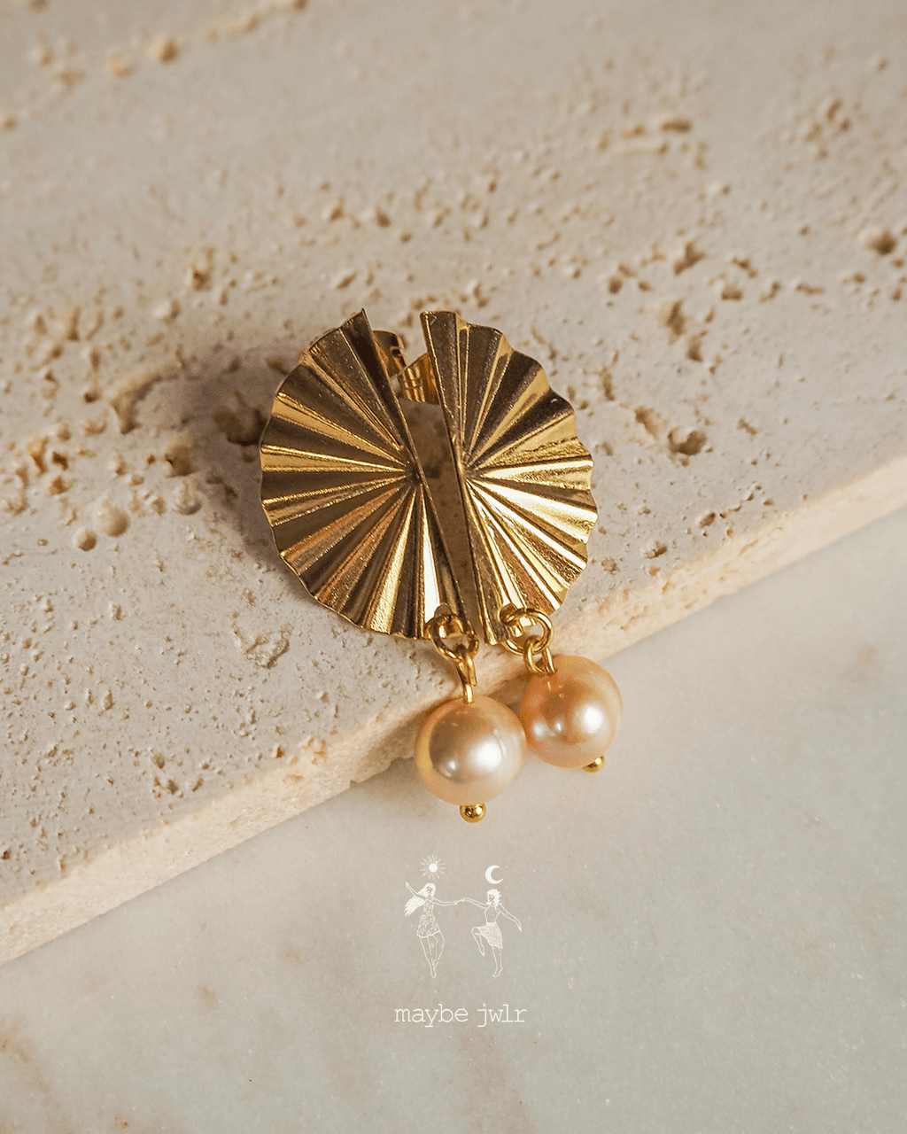 Kolczyki pozłacana tafla z perłą