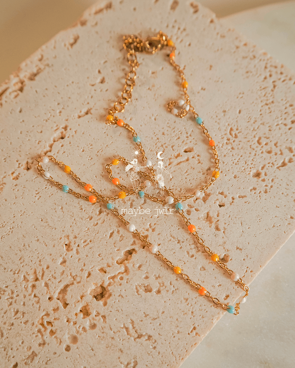 Łańcuszek choker z kuleczkami kolorowymi