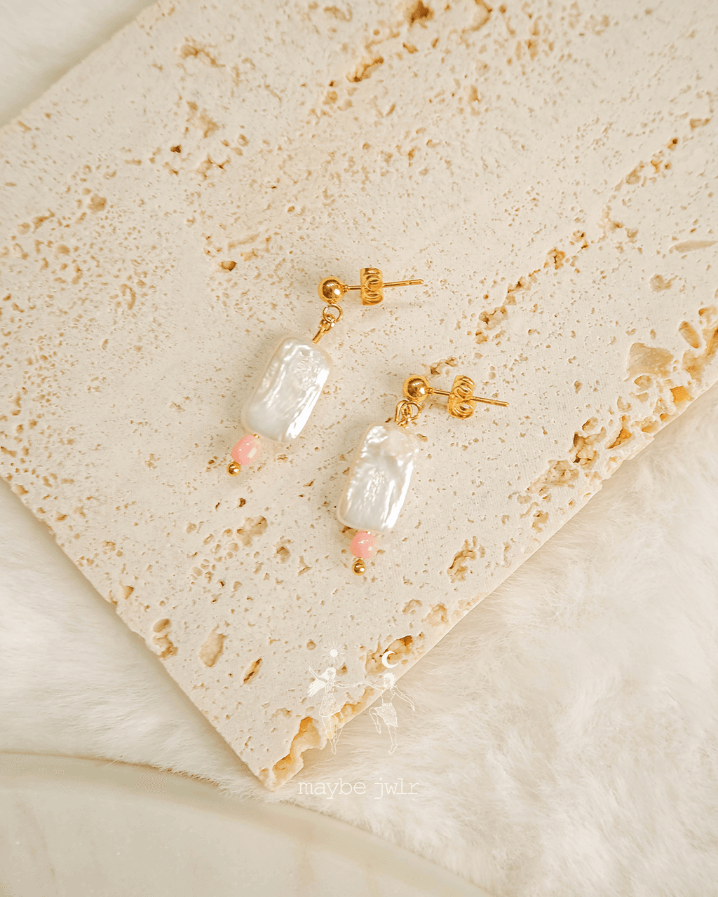 Kolczyki pozłacane sztyft z perłą