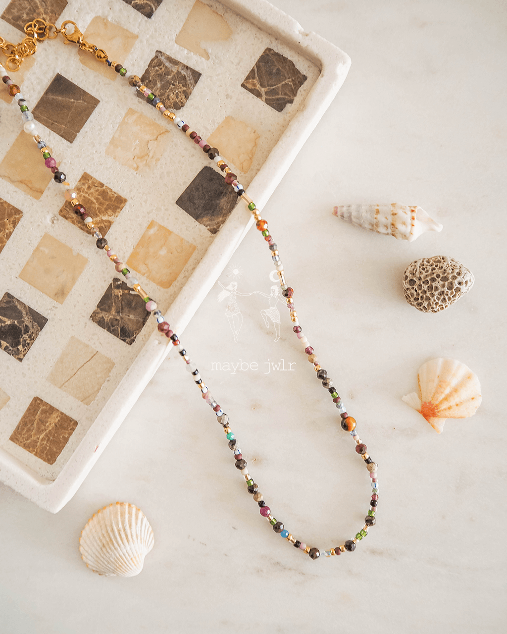Mix&Match dark elegancki łańcuszek z koralików i kamieni