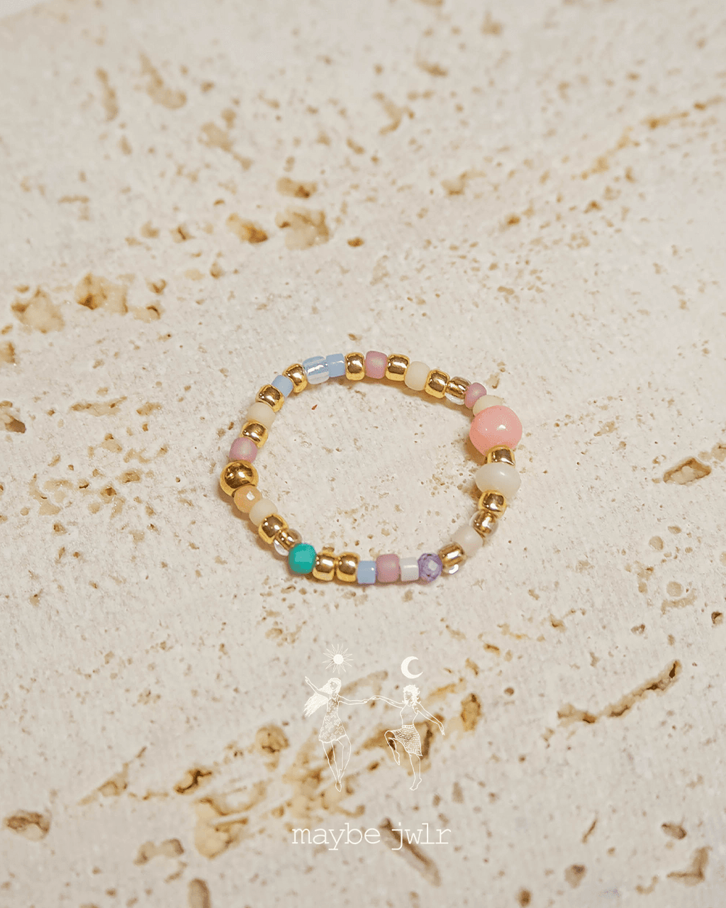 Pierścionek elastyczny Mix&Match koral 58 mm 