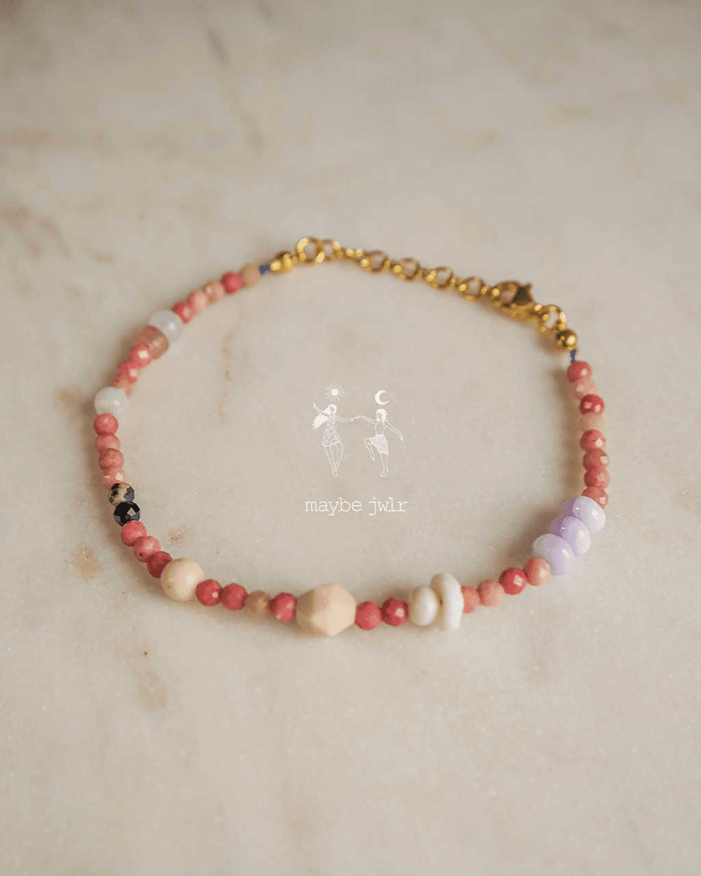 Bransoletka z rodonitu i kamieni