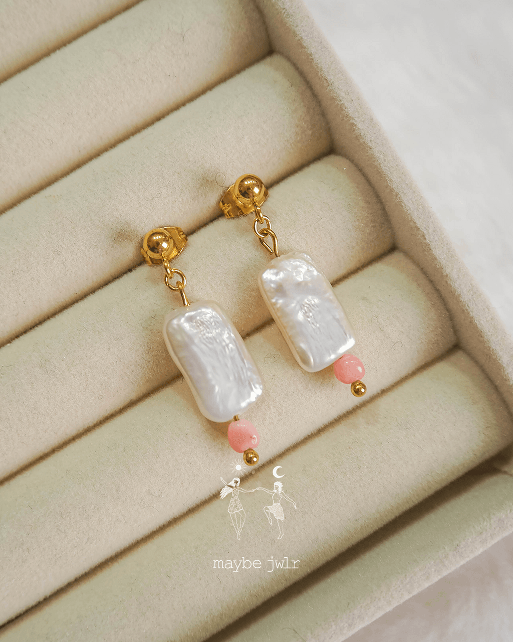 Kolczyki pozłacane sztyft z perłą