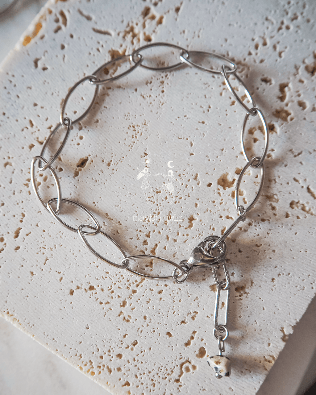 Bransoletka srebrny łańcuch duże oczka