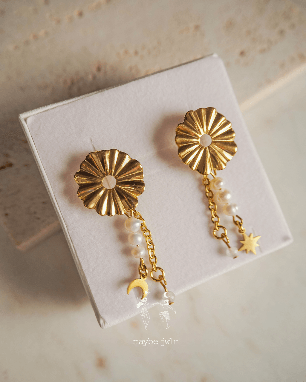 Kolczyki pozłacana tafla z perłą