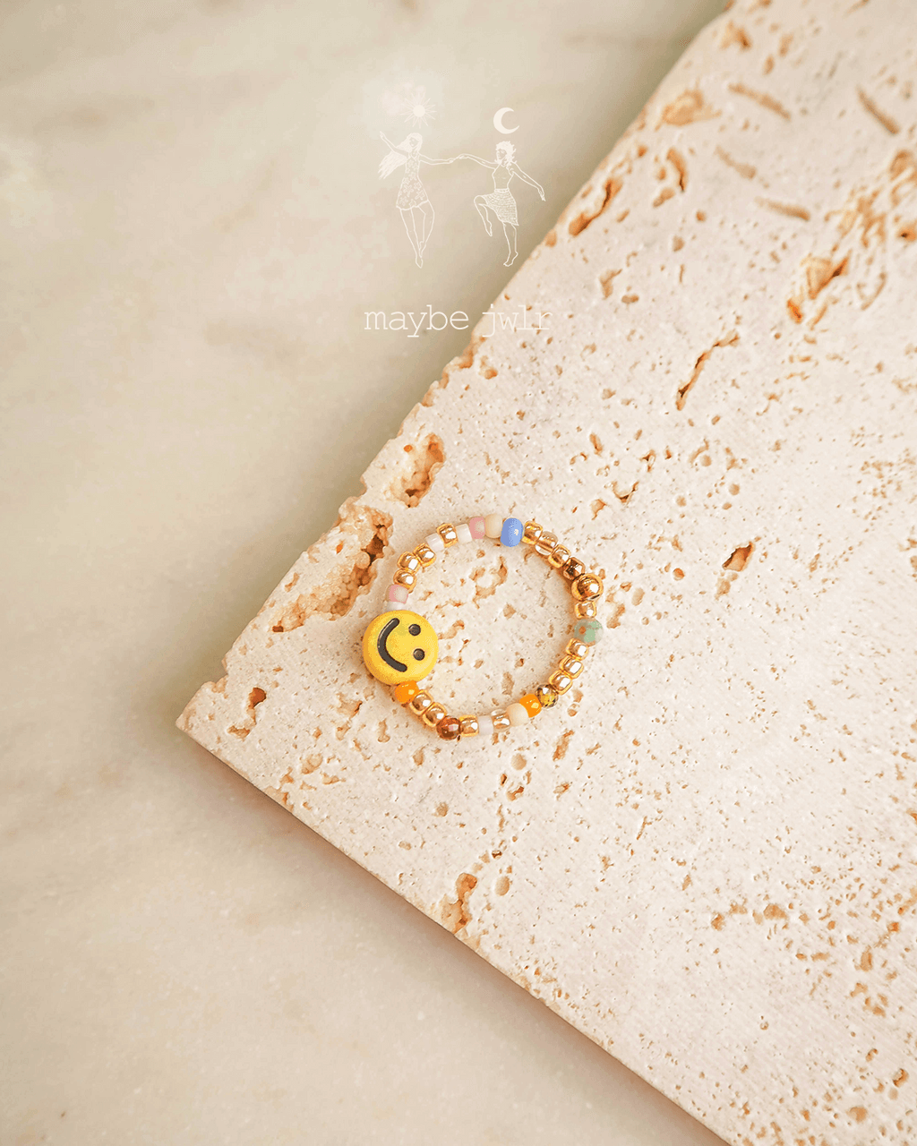 Pierścionek elastyczny Mix&Match żółty uśmiech